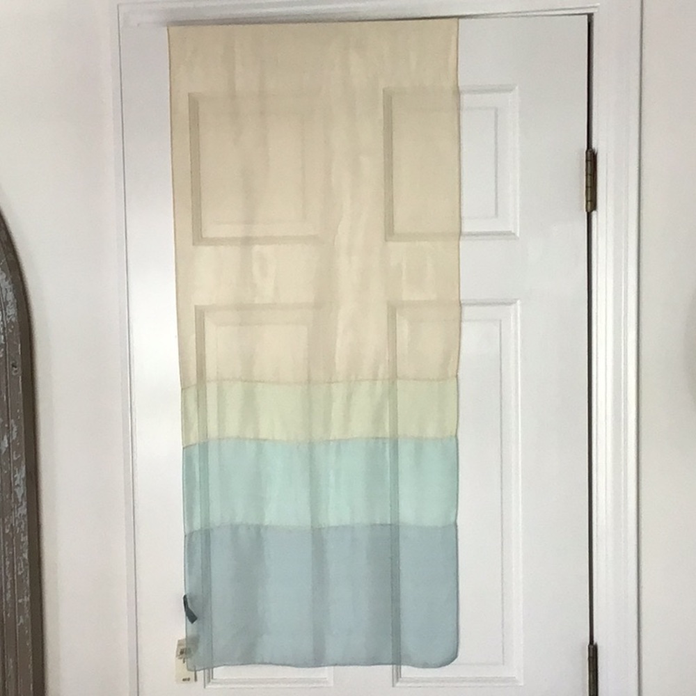 Sheer Silk scarf in Cream and Light Blue, NEW.